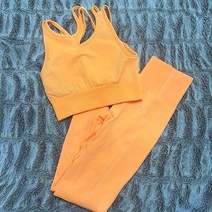 Gymshark Orange Pant and Bra Top Suit